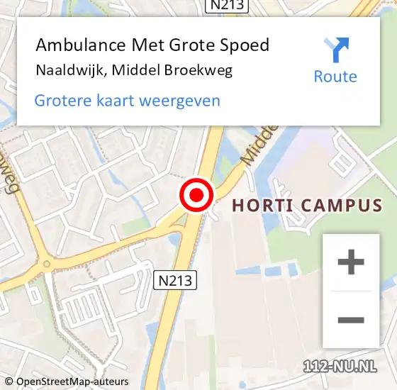 Locatie op kaart van de 112 melding: Ambulance Met Grote Spoed Naar Naaldwijk, Middel Broekweg op 19 juni 2019 12:16