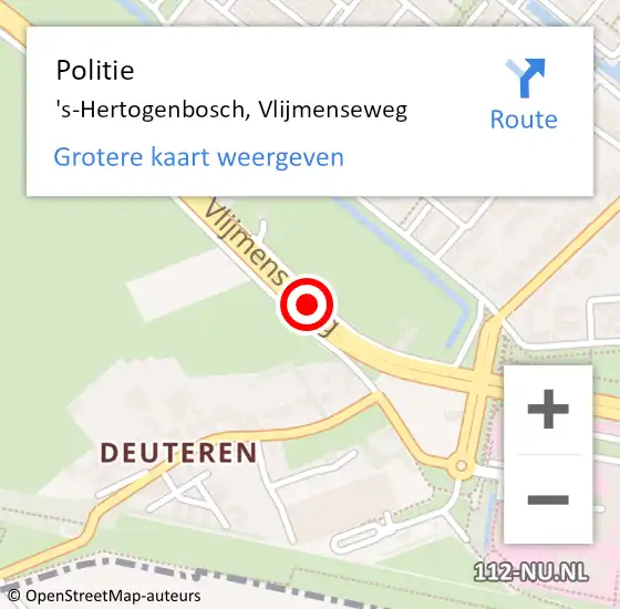 Locatie op kaart van de 112 melding: Politie 's-Hertogenbosch, Vlijmenseweg op 19 juni 2019 12:31