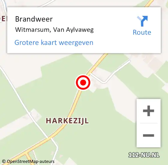 Locatie op kaart van de 112 melding: Brandweer Witmarsum, Van Aylvaweg op 19 juni 2019 12:57