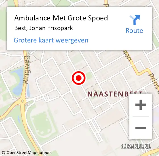 Locatie op kaart van de 112 melding: Ambulance Met Grote Spoed Naar Best, Johan Frisopark op 19 juni 2019 13:00