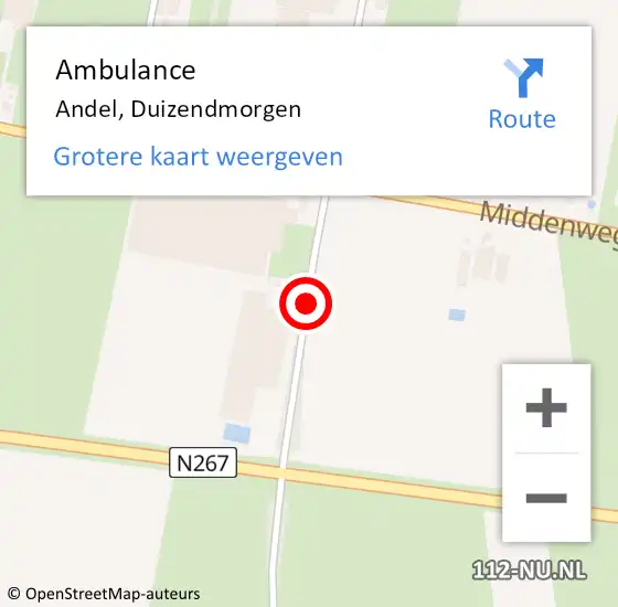 Locatie op kaart van de 112 melding: Ambulance Andel, Duizendmorgen op 19 juni 2019 13:14