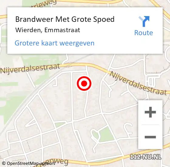 Locatie op kaart van de 112 melding: Brandweer Met Grote Spoed Naar Wierden, Emmastraat op 4 april 2014 19:39