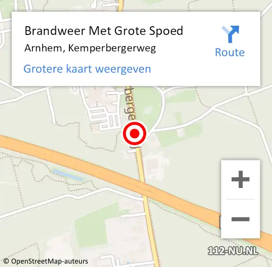 Locatie op kaart van de 112 melding: Brandweer Met Grote Spoed Naar Arnhem, Kemperbergerweg op 19 juni 2019 13:48