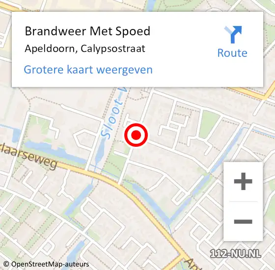 Locatie op kaart van de 112 melding: Brandweer Met Spoed Naar Apeldoorn, Calypsostraat op 19 juni 2019 13:55