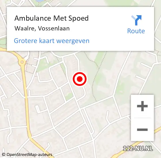 Locatie op kaart van de 112 melding: Ambulance Met Spoed Naar Waalre, Vossenlaan op 19 juni 2019 13:56