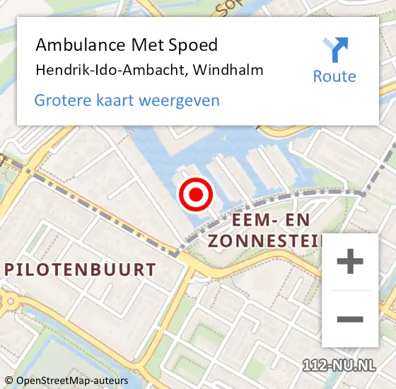 Locatie op kaart van de 112 melding: Ambulance Met Spoed Naar Hendrik-Ido-Ambacht, Windhalm op 19 juni 2019 14:00