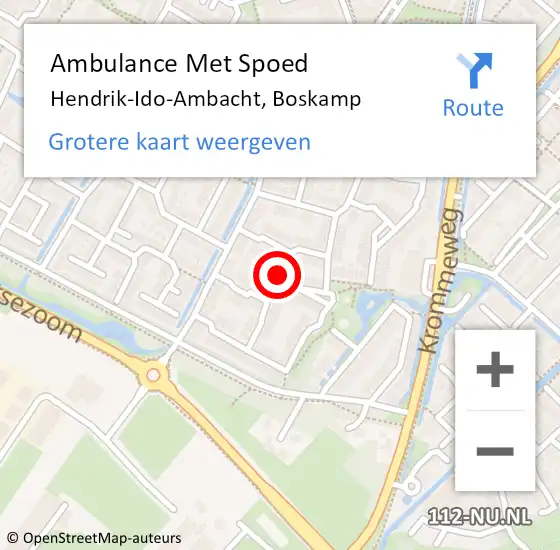 Locatie op kaart van de 112 melding: Ambulance Met Spoed Naar Hendrik-Ido-Ambacht, Boskamp op 19 juni 2019 14:15