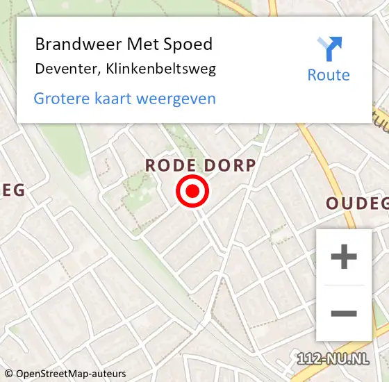 Locatie op kaart van de 112 melding: Brandweer Met Spoed Naar Deventer, Klinkenbeltsweg op 19 juni 2019 14:29