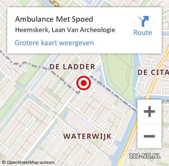 Locatie op kaart van de 112 melding: Ambulance Met Spoed Naar Heemskerk, Laan Van Archeologie op 19 juni 2019 14:37