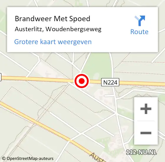 Locatie op kaart van de 112 melding: Brandweer Met Spoed Naar Austerlitz, Woudenbergseweg op 19 juni 2019 14:37