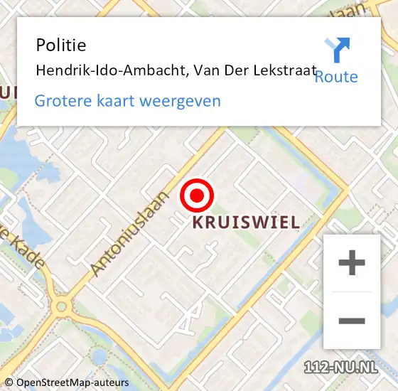 Locatie op kaart van de 112 melding: Politie Hendrik-Ido-Ambacht, Van Der Lekstraat op 19 juni 2019 14:39