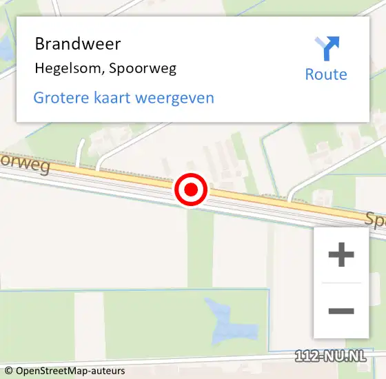 Locatie op kaart van de 112 melding: Brandweer Hegelsom, Spoorweg op 19 juni 2019 14:43