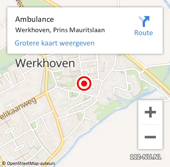 Locatie op kaart van de 112 melding: Ambulance Werkhoven, Prins Mauritslaan op 4 april 2014 19:49