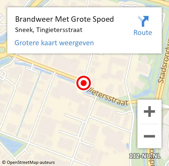 Locatie op kaart van de 112 melding: Brandweer Met Grote Spoed Naar Sneek, Tingietersstraat op 19 juni 2019 15:10