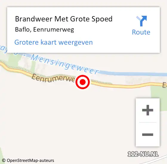 Locatie op kaart van de 112 melding: Brandweer Met Grote Spoed Naar Baflo, Eenrumerweg op 19 juni 2019 15:25