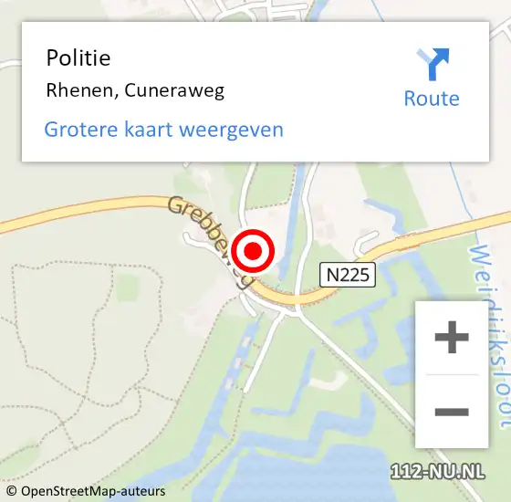 Locatie op kaart van de 112 melding: Politie Rhenen, Cuneraweg op 19 juni 2019 15:35