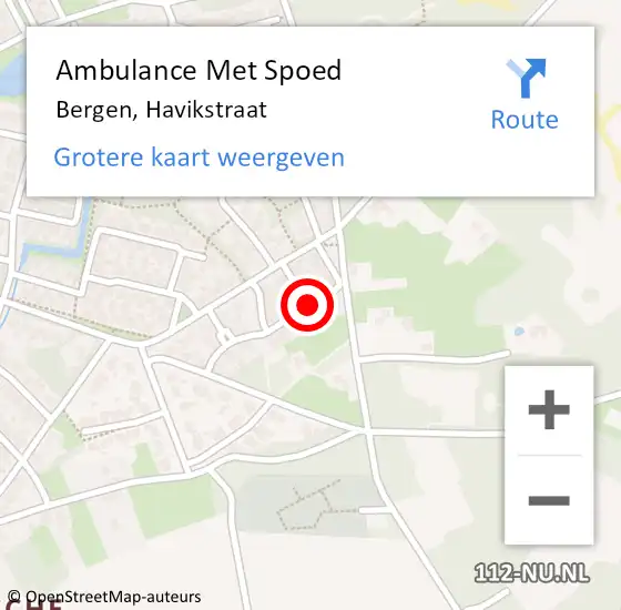 Locatie op kaart van de 112 melding: Ambulance Met Spoed Naar Bergen, Havikstraat op 19 juni 2019 15:39