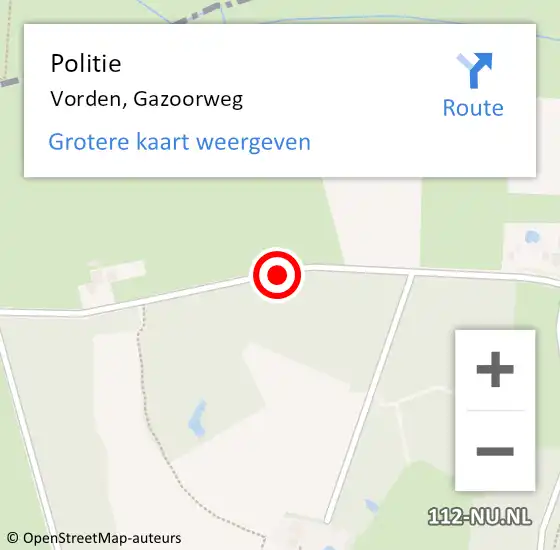 Locatie op kaart van de 112 melding: Politie Vorden, Gazoorweg op 19 juni 2019 15:51