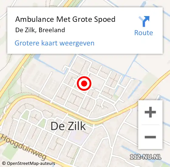 Locatie op kaart van de 112 melding: Ambulance Met Grote Spoed Naar De Zilk, Breeland op 4 april 2014 20:07