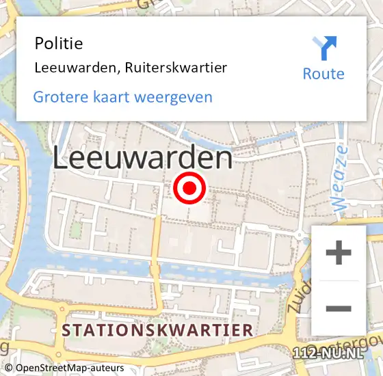 Locatie op kaart van de 112 melding: Politie Leeuwarden, Ruiterskwartier op 19 juni 2019 16:18