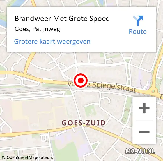 Locatie op kaart van de 112 melding: Brandweer Met Grote Spoed Naar Goes, Patijnweg op 27 september 2013 16:16