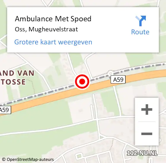 Locatie op kaart van de 112 melding: Ambulance Met Spoed Naar Oss, Mugheuvelstraat op 19 juni 2019 17:34