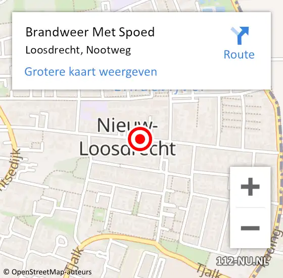 Locatie op kaart van de 112 melding: Brandweer Met Spoed Naar Loosdrecht, Nootweg op 19 juni 2019 17:45