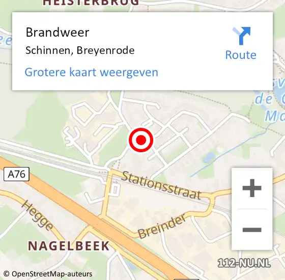 Locatie op kaart van de 112 melding: Brandweer Schinnen, Breyenrode op 4 april 2014 20:23