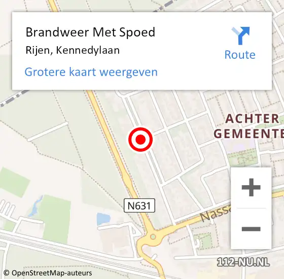 Locatie op kaart van de 112 melding: Brandweer Met Spoed Naar Rijen, Kennedylaan op 19 juni 2019 17:59