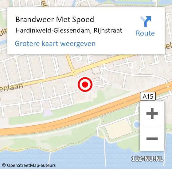 Locatie op kaart van de 112 melding: Brandweer Met Spoed Naar Hardinxveld-Giessendam, Rijnstraat op 19 juni 2019 18:10