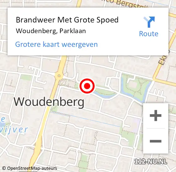 Locatie op kaart van de 112 melding: Brandweer Met Grote Spoed Naar Woudenberg, Parklaan op 19 juni 2019 18:19