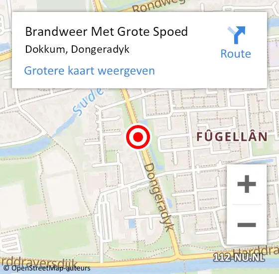 Locatie op kaart van de 112 melding: Brandweer Met Grote Spoed Naar Dokkum, Dongeradyk op 19 juni 2019 18:27