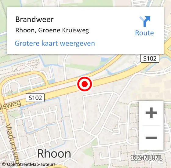 Locatie op kaart van de 112 melding: Brandweer Rhoon, Groene Kruisweg op 19 juni 2019 18:43