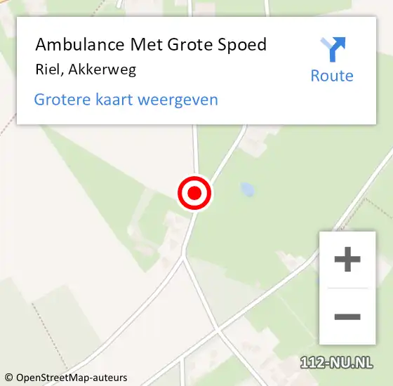 Locatie op kaart van de 112 melding: Ambulance Met Grote Spoed Naar Riel, Akkerweg op 19 juni 2019 18:46