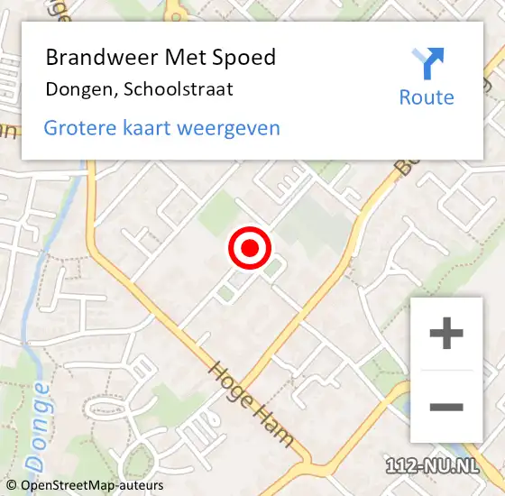 Locatie op kaart van de 112 melding: Brandweer Met Spoed Naar Dongen, Schoolstraat op 19 juni 2019 18:56