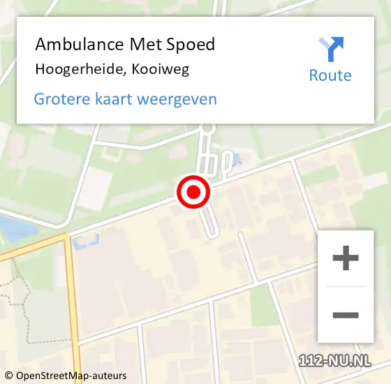 Locatie op kaart van de 112 melding: Ambulance Met Spoed Naar Hoogerheide, Kooiweg op 19 juni 2019 19:25