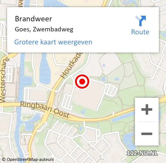 Locatie op kaart van de 112 melding: Brandweer Goes, Zwembadweg op 19 juni 2019 19:31