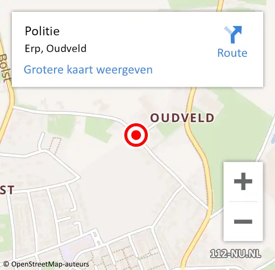 Locatie op kaart van de 112 melding: Politie Erp, Oudveld op 19 juni 2019 19:37