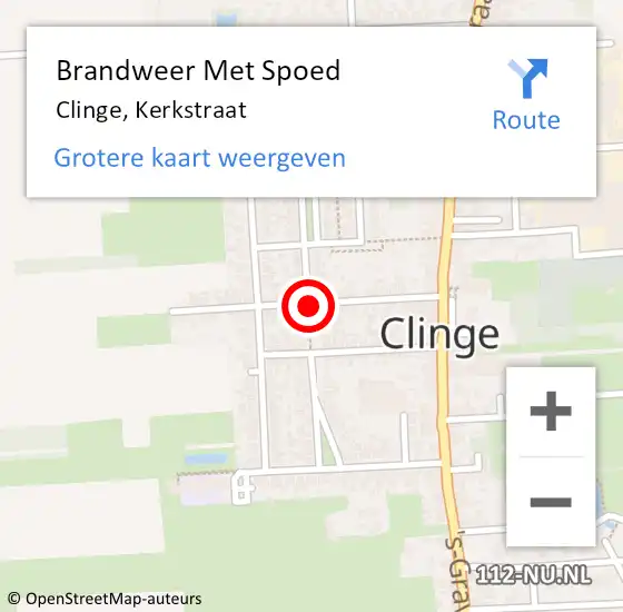 Locatie op kaart van de 112 melding: Brandweer Met Spoed Naar Clinge, Kerkstraat op 19 juni 2019 19:39