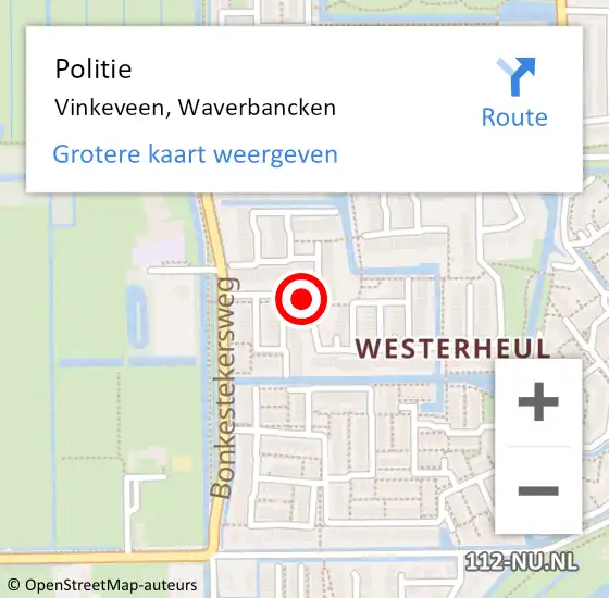 Locatie op kaart van de 112 melding: Politie Vinkeveen, Waverbancken op 19 juni 2019 19:56