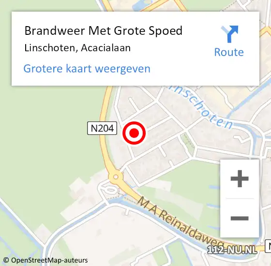 Locatie op kaart van de 112 melding: Brandweer Met Grote Spoed Naar Linschoten, Acacialaan op 4 april 2014 20:40