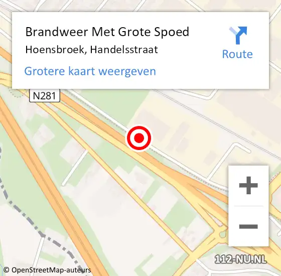 Locatie op kaart van de 112 melding: Brandweer Met Grote Spoed Naar Hoensbroek, Handelsstraat op 19 juni 2019 21:02