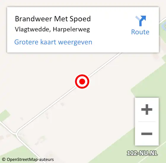 Locatie op kaart van de 112 melding: Brandweer Met Spoed Naar Vlagtwedde, Harpelerweg op 19 juni 2019 21:08