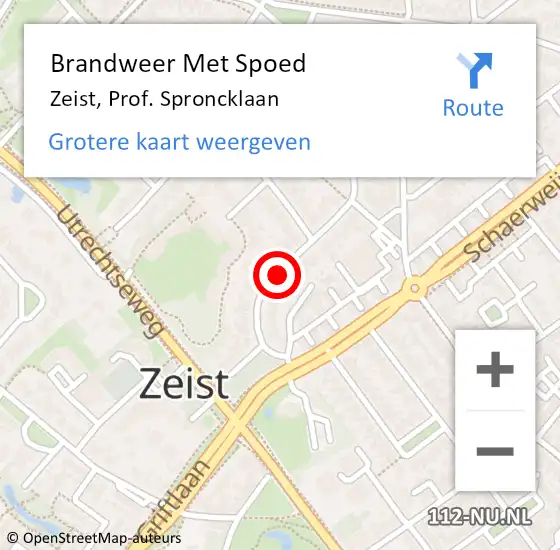 Locatie op kaart van de 112 melding: Brandweer Met Spoed Naar Zeist, Prof. Sproncklaan op 19 juni 2019 21:18