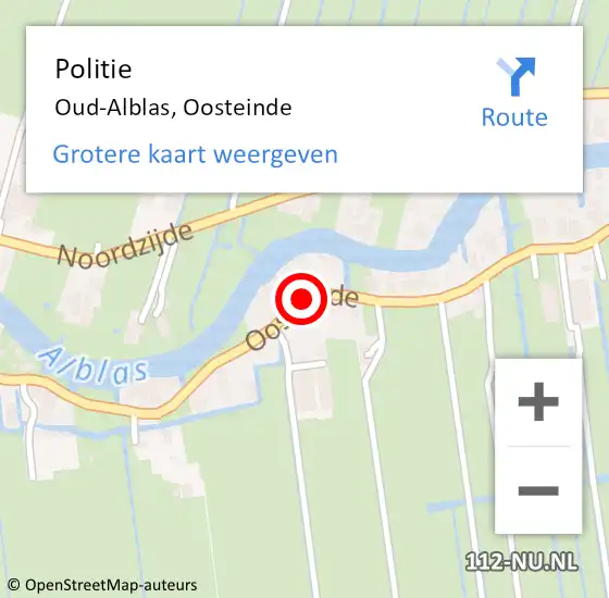 Locatie op kaart van de 112 melding: Politie Oud-Alblas, Oosteinde op 19 juni 2019 22:45