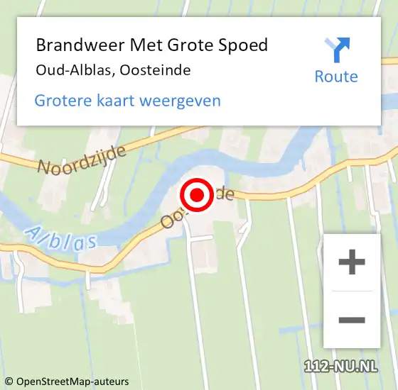 Locatie op kaart van de 112 melding: Brandweer Met Grote Spoed Naar Oud-Alblas, Oosteinde op 19 juni 2019 22:45