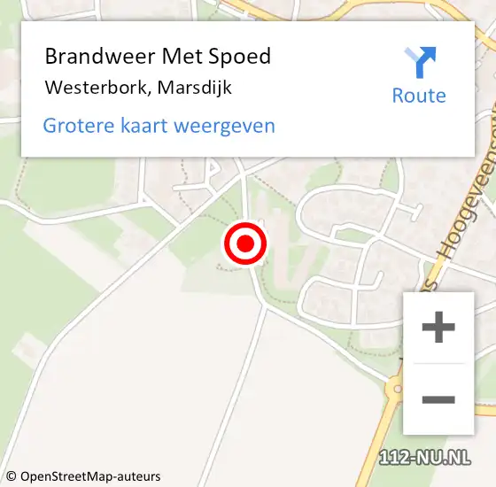 Locatie op kaart van de 112 melding: Brandweer Met Spoed Naar Westerbork, Marsdijk op 19 juni 2019 22:58