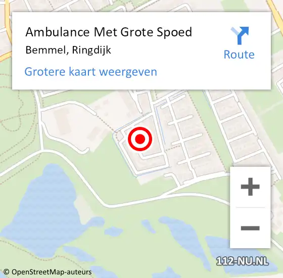 Locatie op kaart van de 112 melding: Ambulance Met Grote Spoed Naar Bemmel, Ringdijk op 19 juni 2019 23:22