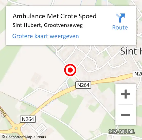 Locatie op kaart van de 112 melding: Ambulance Met Grote Spoed Naar Sint Hubert, Grootvenseweg op 19 juni 2019 23:33