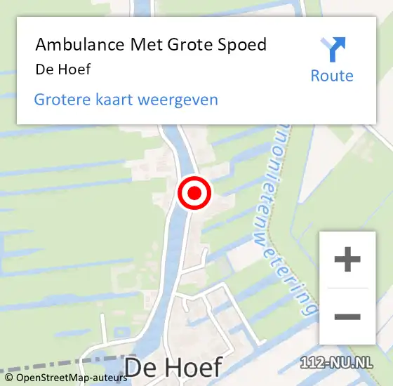 Locatie op kaart van de 112 melding: Ambulance Met Grote Spoed Naar De Hoef op 20 juni 2019 00:06